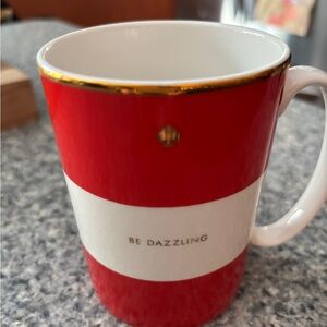 Kate Spade Red and White Mug with Gold Accent
